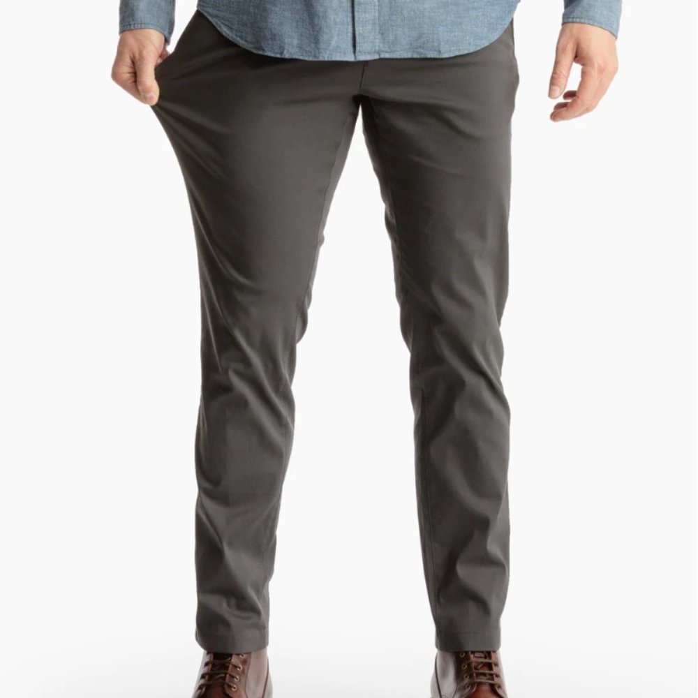 NEW birddogs Men's Stretch Khakis / DARK CHARCOAL / 34W 32L ("Broose Waynes")